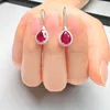 Dangle Earrings CADERMAY 2023 Trend Waterdrop Shape Lab Grown Red Ruby For Women S Sterling Sier With Melee Moissanite Original Quality