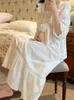 Women's Sleepwear Royal Princess Cotton Hollow Out Style Nightwear Pajamas Sleepshirts Lace Vintage Neck Dress Nightgowns Square