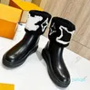 designer Luxury martin boots classic sexy fashion solid color wool leather letters Casual Boots platform non-slip chunky heel ankle round toe low boot