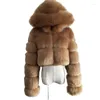 Frauen Pelz 2023 Mode Ultra Faux Mantel Frauen Winter Mit Kapuze Jacke Weibliche Verdicken Oberbekleidung Künstliche Mantel