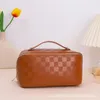 Cosmetic Bags Women Fashion Checkerboard Bag Colorful Large Capacity Make Up Portable PU Washbag Travel Female Box