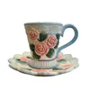 Mugs European Rose Garden Style Teapot Tea Cup Creative Bear Coffee And Saucer Set Hand-painted Ceramic Afternoon Mug