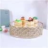 Outils de gâteau Miroir d'or Stand en métal rond Cupcake de mariage fête d'anniversaire dessert piédestal plaque d'affichage décor à la maison 211110 Drop Delive Oto7F