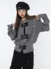 Tricots pour femmes Tees Mode coréenne Hiver Tricot Y2K Lâche Style Preppy Cardigan Casual Gris Cordon Pull Pour Femme Vêtements 230925