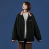 Kadın Ceketleri Nellargel Kadın Y2K Street Giyim Bombacı 2023 Bahar Harajuku Vintage Varsity Kore Fashions Siyah