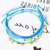 anklets 3pcs/setマルチレイヤービーズペンダントアンクルチェーン自由hoh式手作り青い青いロープアンクレット夏のビーチフットジュエリー