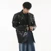 Men's Leather Faux IEFB Jackets Korean Style High Grade Belt Buckle Niche Design Loose Solid Color Casual Coat 9C2345 230925