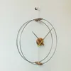 Diameter 90CM Nordic modern simple creative Spanish wall clock Black walnut large Single pole with two loops hand clock