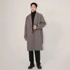 Männer Wolle SYUHGFA Koreanische Trend Woolen Mantel 2023 Herbst Winter Mode Lose Britischen Stil Einreiher Revers Gürtel Tweed Mäntel