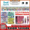 Original RandM Tornado 7000 Puff jetable Vape Pen 7k Cigarettes électroniques 14 ml Pod Mesh Coil 6 couleurs lumineuses rechargeable réglable en air 0% 2% 3% 5% bar instock