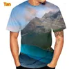 Heren T-shirts 2023 Mode Plus Size 3D Gedrukt Landschap T-shirt Zomervakantie Thema 2XS-6XL