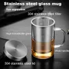 500 ml Trese Heatresistant Glass Tea Infuser Mugg med rostfritt stål Lock Coffee Cup Tumbler Kitchen Large Y2001042152