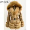 Parkas Femme ZADORIN manteau d'hiver femme chaud doudoune de canard blanc femmes manches détachables et capuche manteau en fausse fourrure veste bouffante noire 230926