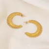 Halsband örhängen sätter usenset textur platt månform rostfritt stål smycken 18 k guldpläterad kvinnors örhänge hänge