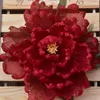 Hair Clips Accessories Women's Silk Printed Pattern Red Flower Lady Picture Series Style Oversized Plant Peony21cm 1Pc