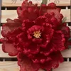 Pinces à cheveux en soie pour femmes, accessoires imprimés, motif fleur rouge, série d'images, Style plante surdimensionnée, pivoine, 21cm, 1 pièce