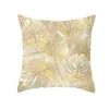 Cushion/Decorative Pillow Er Gold Plant Case Black And White Golden Painted Pillowcase Decorative Sofa Home Decor Living Room Drop D Otm8U