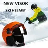 Skates Helmets MOON Professional Halfcovered Ski Helmet Integrallymolded Sports man women snow Skiing Snowboard Helmets with Goggles cover 230925