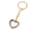 Porte-clés Médaillon flottant Porte-clés 30x8mm FL Strass Coeur Verre Bague Fit Charms Chaîne Mode Keyring Drop Livraison Bijoux Dhihp