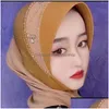 Hijabs Gauze Hood Stitching Around The Scarf Fashion Hard Brim Back Hijab Muslim Bridal Veils Accessories 230509 Drop Delivery Hats Sc Dhchl