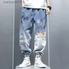 Herren Jeans Graffiti Druck Jeans Herren Farbverlauf Hip Hop Hose Harem Cartoon Lose Lässige Knöchelbandhose Cargo Denim Jeans für Herren L230926