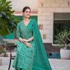 Ethnische Kleidung Salwar Kameez weiß bedruckte grüne Kurti-Hose mit Partykleid aus Dupatta-Baumwolle