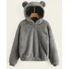 Sweats à capuche pour hommes Sweatshirts 2023 Y2k Automne Hiver Peluche Oreille À Capuche Double Face Velours Chaud Mignon Pull Décontracté Maison Lâche Pull Hauts À La Mode