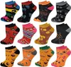 Calcetines de Halloween, paquete de 12 pares, calcetines tobilleros de diseño elegante y coloridos de corte bajo para mujer