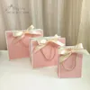 Gift Wrap 10 PC Pink Gift Bag Gift Box Bridesmaid Packaging Wedding Ornament Kraft Paper Bag Party For Baby Shower Book With Handle Ribbon 230926