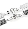 Titta på band Vattenbeständig keramisk rem 14 16 18 20 22mm Watchband White Black Glossy Women Men armbandsur Band