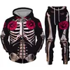 Mens Tracksuits Funny Skeleton 3D Print Zipper Sweatshirt Set Casual HoodiePants 2pcs Sets Oversized Pullover Fashion Men Clothing 230925