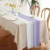 Bordslöpare Rainbow Stripes Sheer Chiffon Luxury Table Runner Dinning Table Wedding Party Printed Tabler Runners Home Decoration 230926