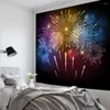 Tapisseries feu d'artifice flamme impression fond noir tapisserie décoration mur tissu suspendu