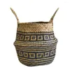 Storage Baskets Handmade Basket Seagrass Wicker Flower Pot Folding Dirty Decor Plant