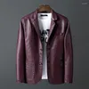 Men's Fur 2023 Spring Autumn Fashion Casual Motorcycle Leather Coat / Male Slim Fit Solid Colour Single Breasted Pu Suit Jacket