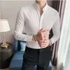 Herrenhemden, Herbst-Streifen-Patchwork, formelle Hemden für Männer, schmal, langärmelig, weiß, Hemd mit Knöpfen, Kleid, Business, Büro, Camisas, S-5XL, YQ230926