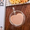 Copas de vino Taza de café de vidrio de doble pared Taza en forma de corazón Beber té Leche Jugo Agua Bebidas resistentes al calor