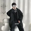 남자 양모 남자 가을 겨울 재킷 한국 패션 스트리트웨어 퀼트 남자 오버 사이즈 트렌치 모직 코트 짧은 외투 코트 2023