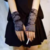 Fem fingrar handskar gotiska svarta fingerlösa långa handskar punk hål halvfinger handskar arm varmare tiggare cosplay halloween kostymtillbehör 230926