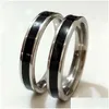 Band Rings 50Pcs Black Enamel 4Mm Sier Stainless Steel Men Women Fashion Finger Ring Wholesale Trendy Jewelry Sale Party Drop Delivery Dhx0C