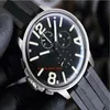 Montres-bracelets pour hommes de style classique, cadran noir de 45mm, chronographe à quartz japonais, boîtier en acier raffiné, bracelet en caoutchouc de qualité supérieure, haute qualité 8111-273k