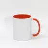 US warehouse 11oz sublimation Inner colorfs coffe mugs Pearlescent ceramic mugs with colorful handle cups275g