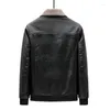 Men's Fur Winter PU Leather Jacket Mens Fleece Collar Motorcycle Casual Outdoor Jaqueta Coats Lapel Slim Fit