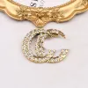 Spille con lettere di marca di design da donna Spille placcate in oro con strass di cristallo Spilla rotonda per gioielli Spilla di perle Maglione Decorazione di abbigliamento