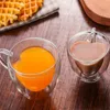 Wine Glasses Double Wall Glass Coffee Mug Heart Shape Cup Drinking Tea Milk Juice Water Heat Resistant Drinkware