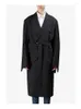 Men's Wool Women Men And Loose Waist Big Profile Long Black Coat Drop Shoulder Wide Sleeve Autumn Winter Windbreaker