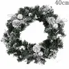 Couronne de noël à lumière LED, fleurs décoratives, pour porte d'entrée, Champagne, fenêtre dorée, décoration murale pour la maison, guirlande d'ornement