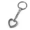 Key Rings Floating Locket Keychains 30X8Mm Fl Rhinestone Heart Glass Ring Fit Charms Chain Fashion Keyring Drop Delivery Jewelry Dhihp