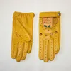 Fem fingrar handskar sommarläder körförare full finger handskar olinerad tunn modefjäder och höstmotorcykel ridande fårskinn 230925
