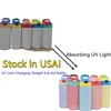 USA STOCKED UV Color Changing Bottle 12oz Sublimation Straight Kids Sippy Cups Stainless Steel Double Wall Insulated Vacuum Sunsh235v